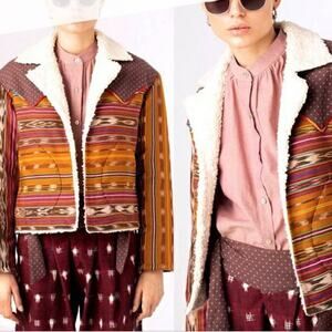 NEW Alix of Bohemia Sundowner Ochre Guatemalan Ikat Jacket Red Size: Medium